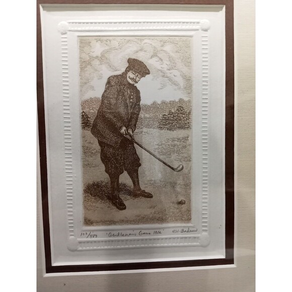 R.H. Badeau Etching "Gentleman's Game 1912" 102 Of 400 Limited Edition Framed - Picture 2 of 6